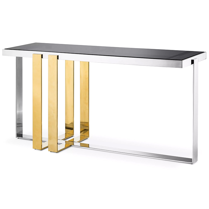 Консоль Eichholtz Console Table Belgo Золотой Серебряный Стекло Смок в Ижевске | Loft Concept 