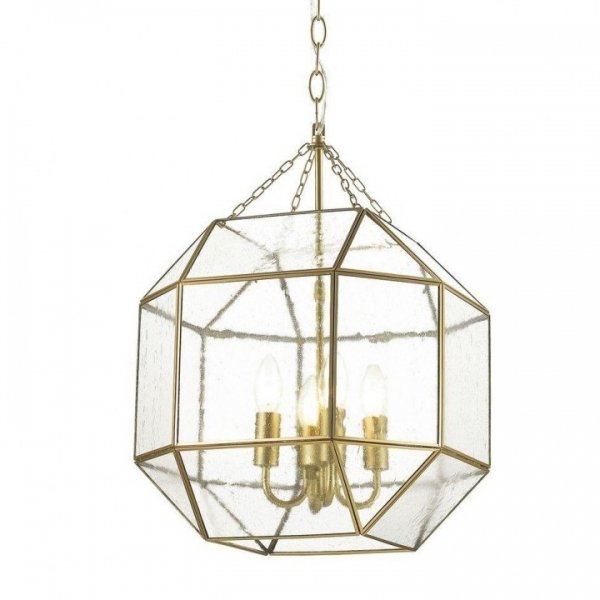 Подвесной светильник Glass & Metal Cage Pendant Gold 4 Глянцевое золото в Ижевске | Loft Concept 