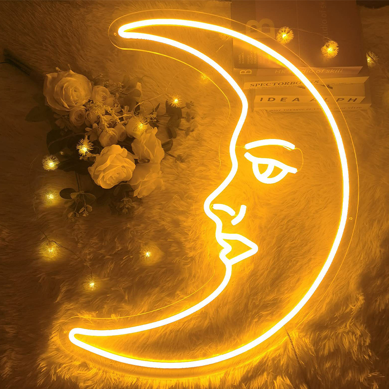 Неоновая настенная лампа Crescent Moon Neon Wall Lamp Прозрачный Желтый в Ижевске | Loft Concept 