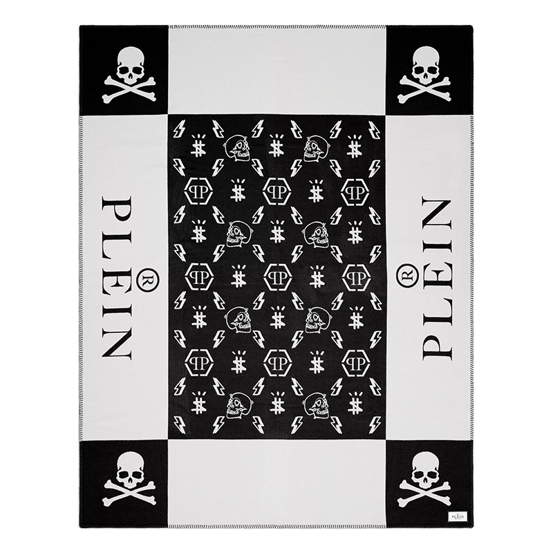 Плед Philipp Plein Plaid Cashmere Skull Черно-белый в Ижевске | Loft Concept 