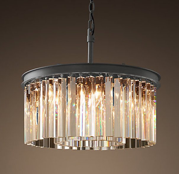 Люстра RH Rhys Clear Glass Prism Round Chandelier 40 Черный в Ижевске | Loft Concept 