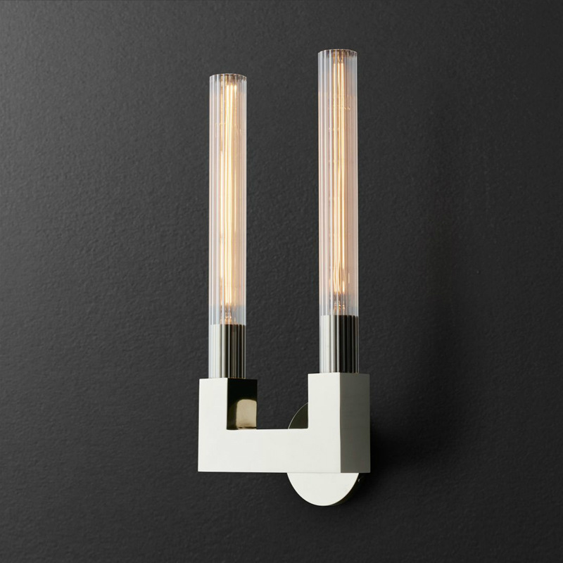 Бра RH CANNELLE wall lamp DOUBLE Sconces Chrome Хром Прозрачное Стекло в Ижевске | Loft Concept 