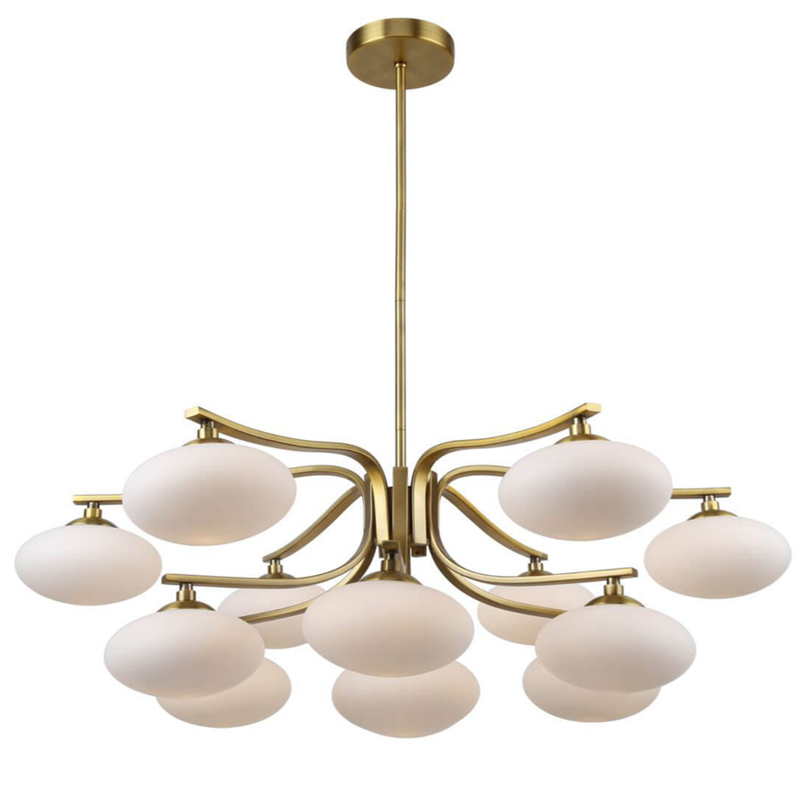 Oval Balls Mushrooms Chandelier 13 Brass Латунь Прозрачный белый в Ижевске | Loft Concept 