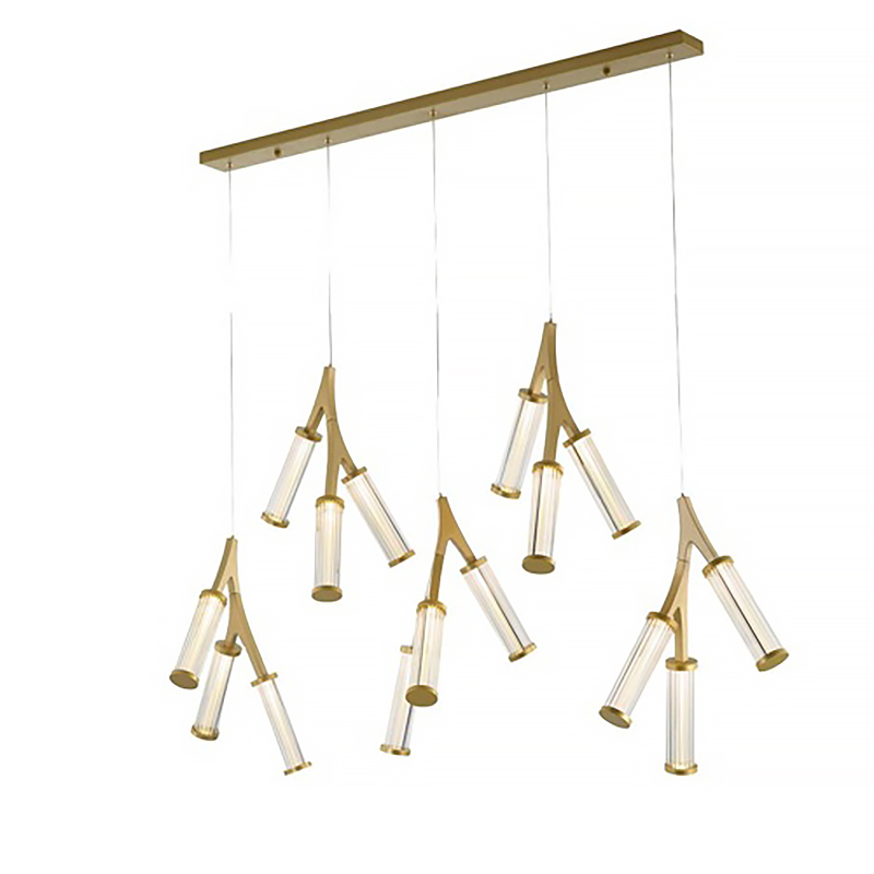 Люстра Cylinder Branches Chandelier Gold 15 Золотой Прозрачный в Ижевске | Loft Concept 