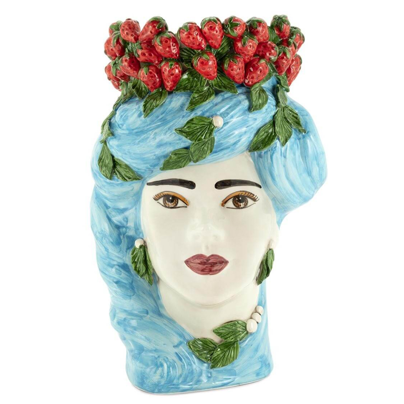 Ваза VASE STRAWBERRIES HEAD LADY BIG Blue Красный Голубой в Ижевске | Loft Concept 