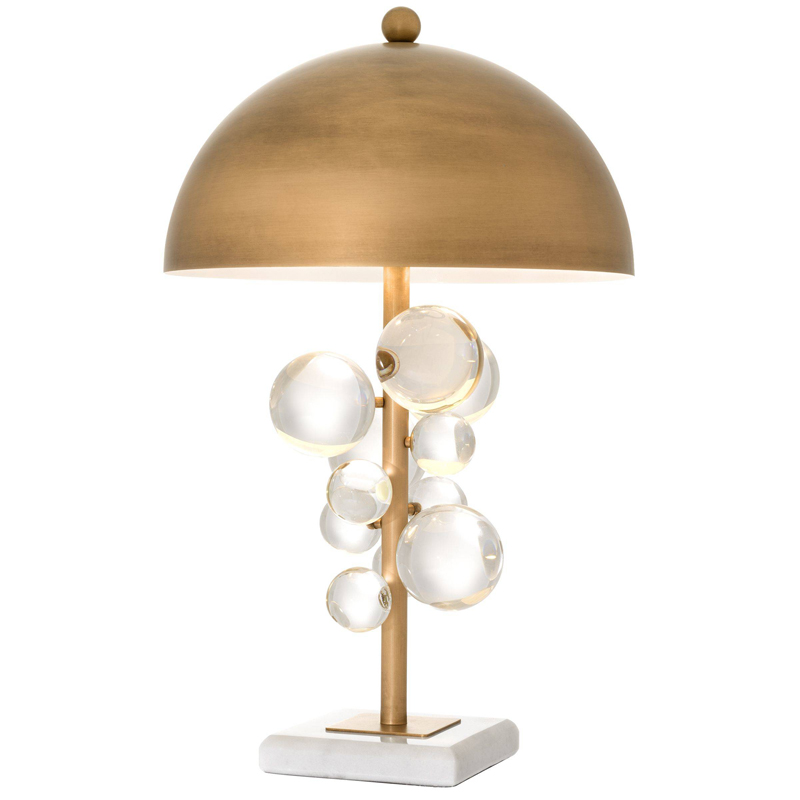 Настольная лампа Eichholtz Table Lamp Floral Латунь Античная полированная Прозрачное Стекло Белый в Ижевске | Loft Concept 