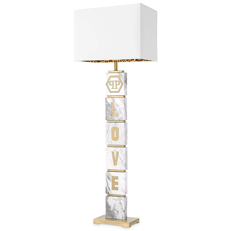 Торшер Philipp Plein Floor Lamp King Белый Белый Мрамор Bianco Золотой в Ижевске | Loft Concept 