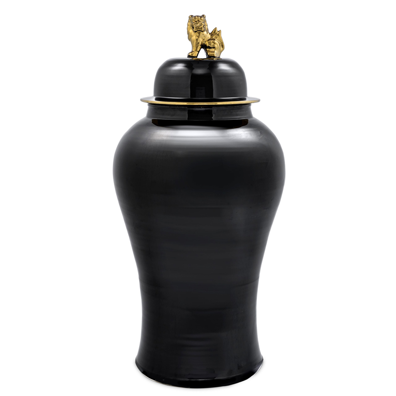 Ваза с крышкой Eichholtz Vase Golden Dragon L Черный Глянцевое золото в Ижевске | Loft Concept 