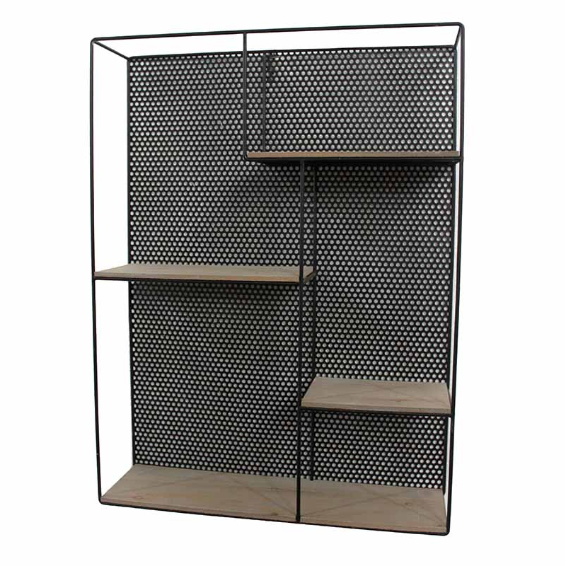 Полка Perforation Loft Rectangle Shelf Бежево-серый Черный в Ижевске | Loft Concept 