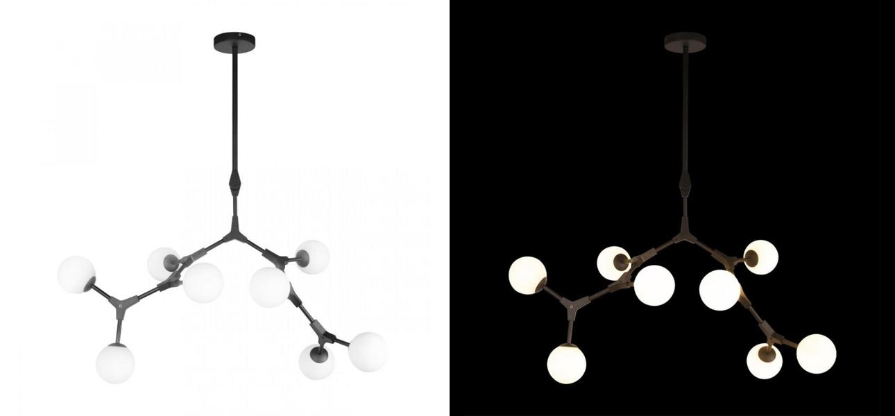 Люстра светодиодная CHERRY BOMB Черный цвет 8 плафонов - фото №1