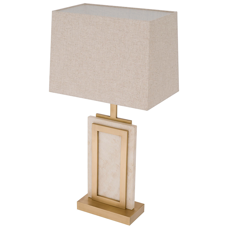 Настольная лампа Eichholtz Table Lamp Murray Travertine Бежевый Латунь в Ижевске | Loft Concept 