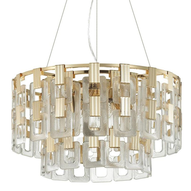 Люстра Ribbed Elements Pendant Round 52 Золотой Прозрачное Стекло в Ижевске | Loft Concept 