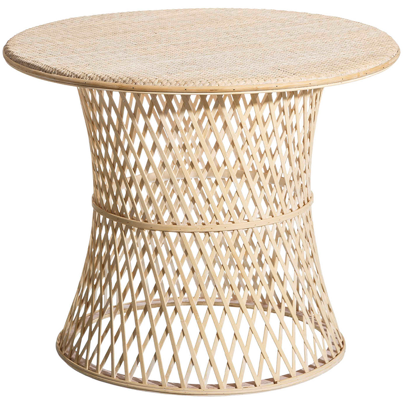 Круглый приставной стол из бамбука Woven Bamboo Side Table Бежевый в Ижевске | Loft Concept 