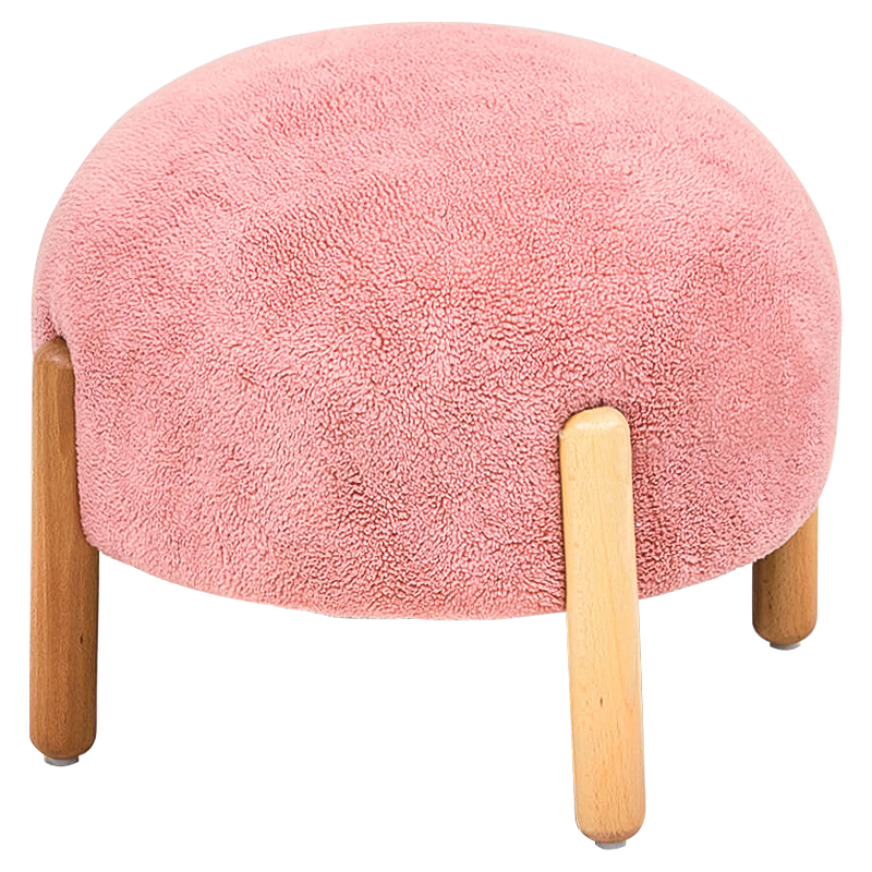 Пуф круглый на деревянных ножках Ralfie Pouf Pink Розовый Древесина в Ижевске | Loft Concept 