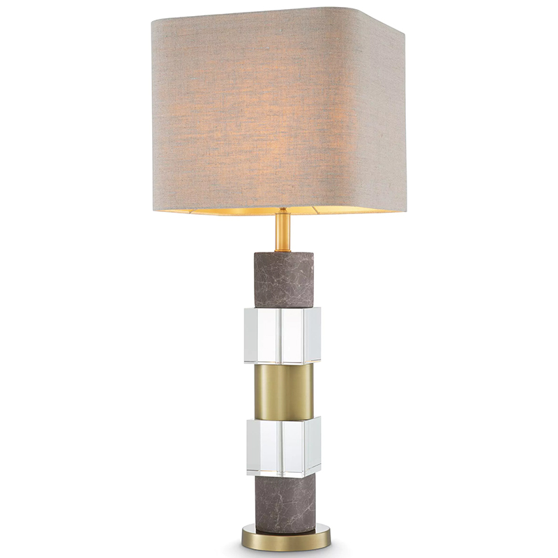 Настольная лампа Eichholtz Table Lamp Cullingham Grey Marble Латунь Прозрачное Стекло Серый Бежево-серый в Ижевске | Loft Concept 