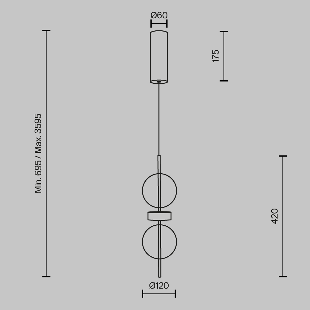 Подвесной светильник с плафоном из стекла с зеркальным градиентом Double Moon в Ижевске