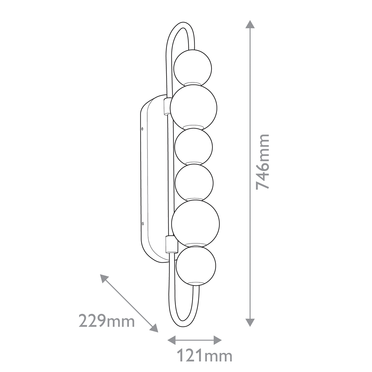 Бра цвета латунь с 6-ю рифлеными плафонами шаровидной формы Alora в Ижевске