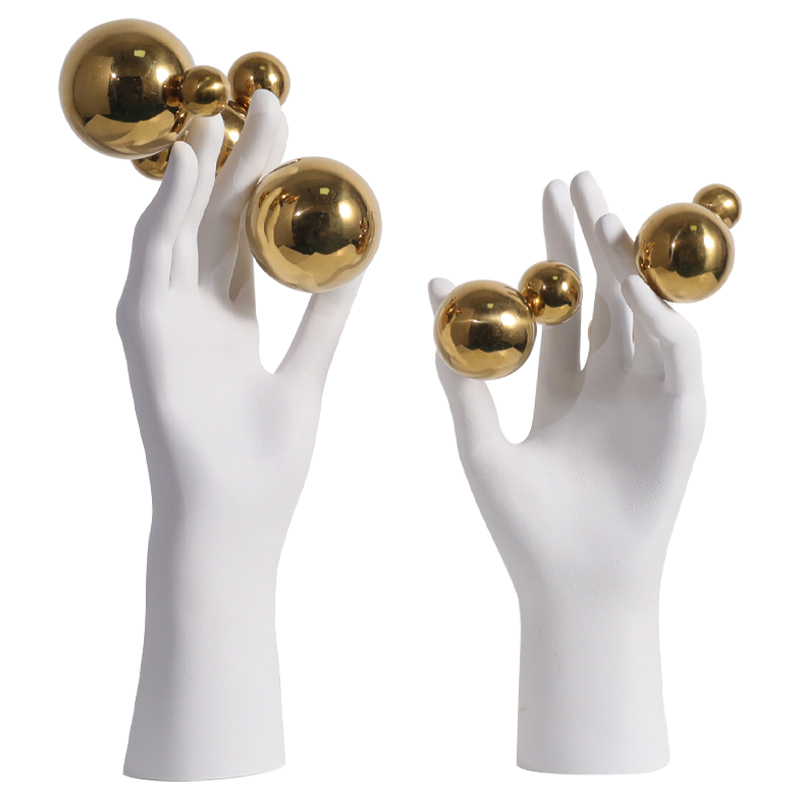 Декоративная статуэтка Hand with Spheres Statuette Белый Глянцевое золото в Ижевске | Loft Concept 