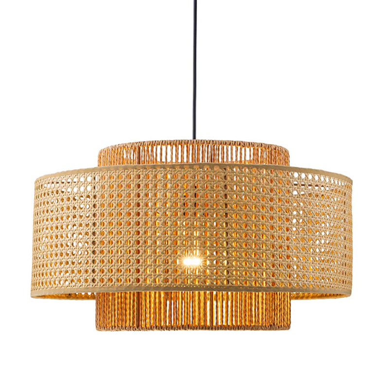 Подвесной светильник с абажуром из плтеного бамбука Light Inside the Cell Бежевый Черный в Ижевске | Loft Concept 