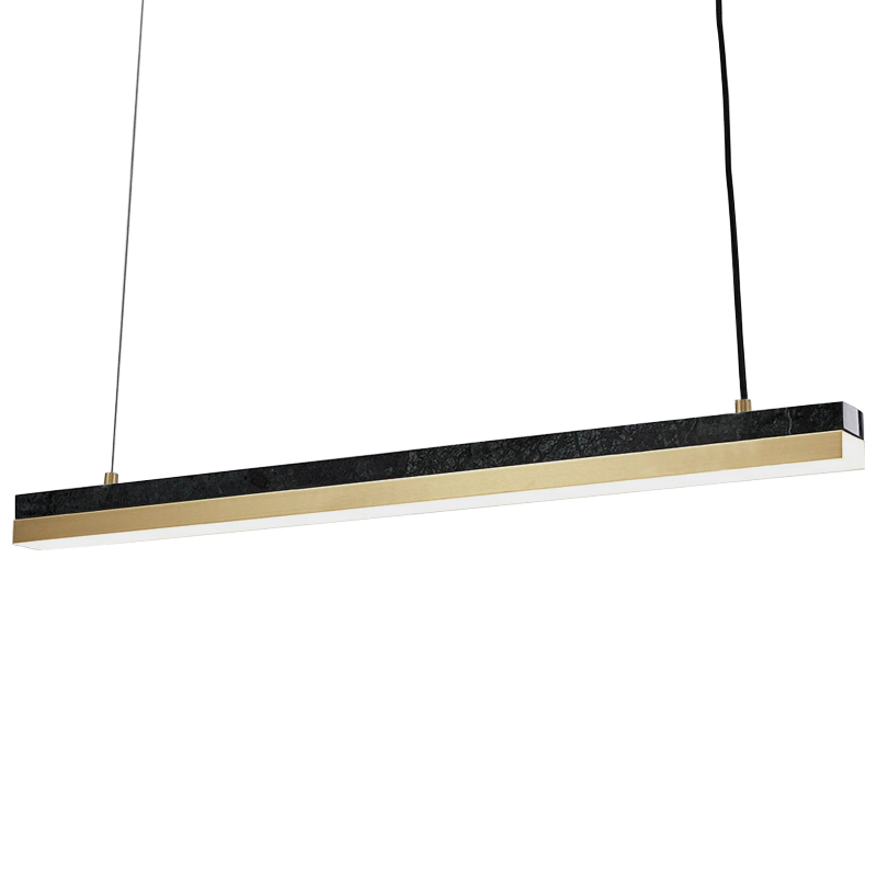 Линейный подвесной светильник Dominik Marble Linear Hanging Lamp Черный Мрамор Nero Золотой в Ижевске | Loft Concept 