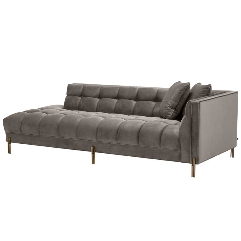 Кушетка Eichholtz Lounge Sofa Sienna Right Серый Матовая латунь в Ижевске | Loft Concept 