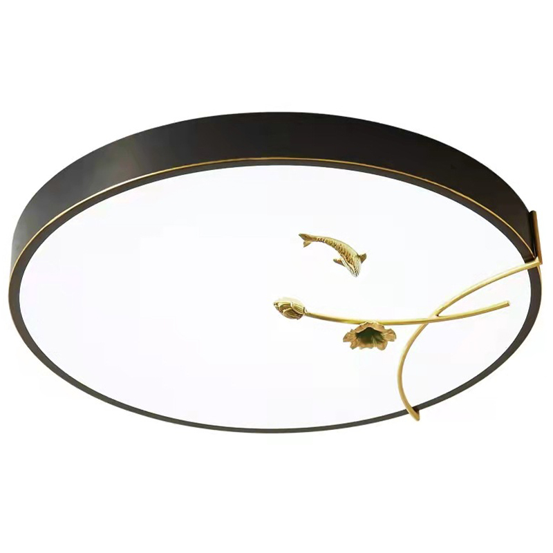 Круглый потолочный светильник Gold Fish Round Ceiling Lamp Black Черный Черный Белый Зеленый в Ижевске | Loft Concept 