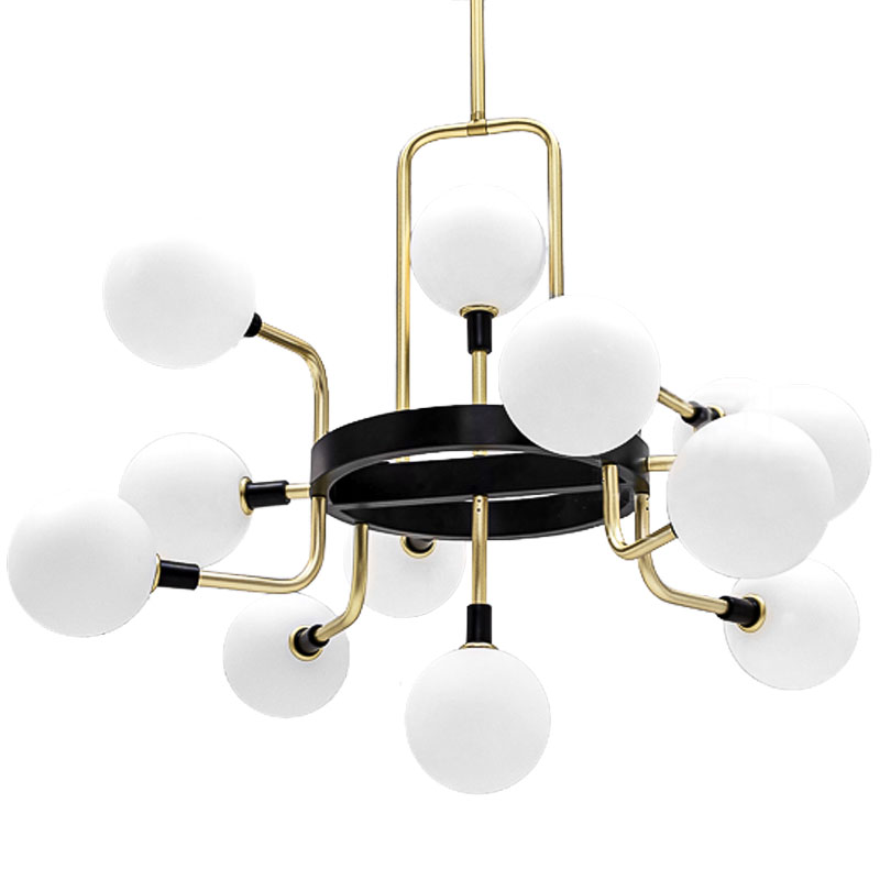 Люстра TECH Lighting Viaggio Chandelier 12 Черный Белый Глянцевое золото в Ижевске | Loft Concept 