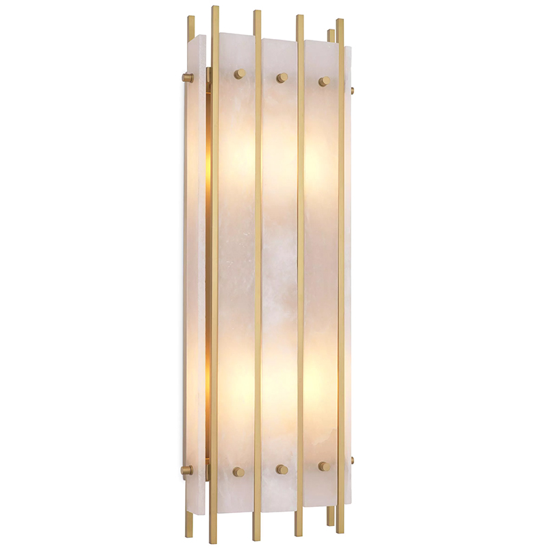 Бра Eichholtz Wall Lamp Sparks L Alabaster Латунь Бежевый Белый Мрамор Bianco в Ижевске | Loft Concept 