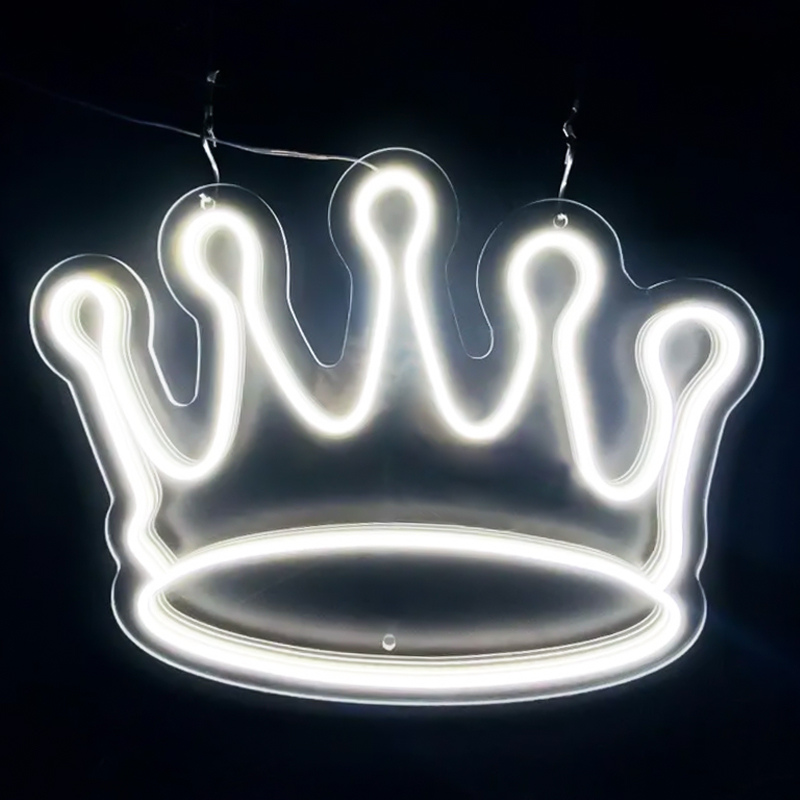 Неоновая настенная лампа Crown Neon Wall Lamp Белый Прозрачный в Ижевске | Loft Concept 