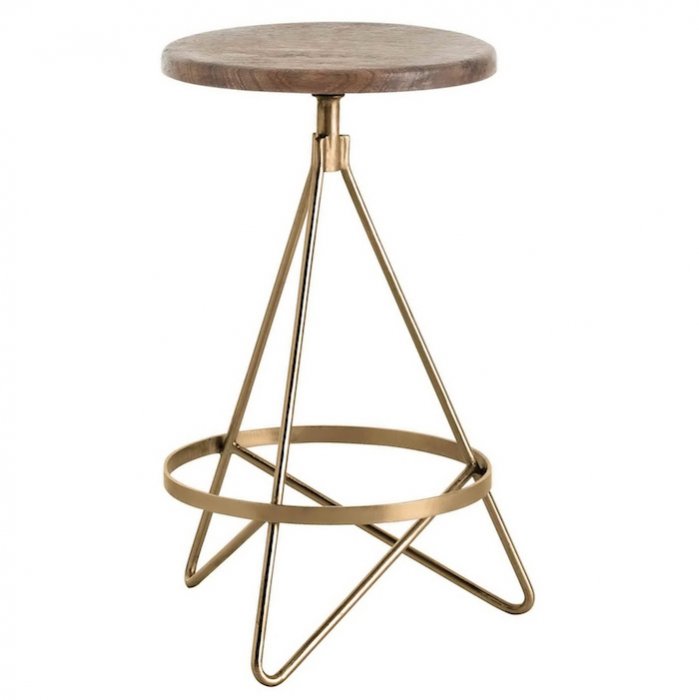 Барный стул Industrial Vintage Brass Iron Swivel Bar Stool Золотой Коричневый в Ижевске | Loft Concept 