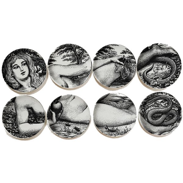 Тарелки FORNASETTI SET OF 8 "EVA" Черный в Ижевске | Loft Concept 