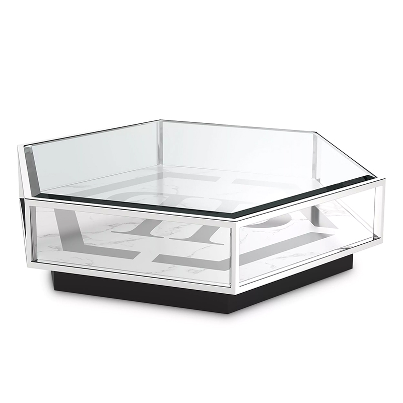 Кофейный стол Philipp Plein Coffee Table Falcon View Chrome Хром Белый Серый Черный в Ижевске | Loft Concept 