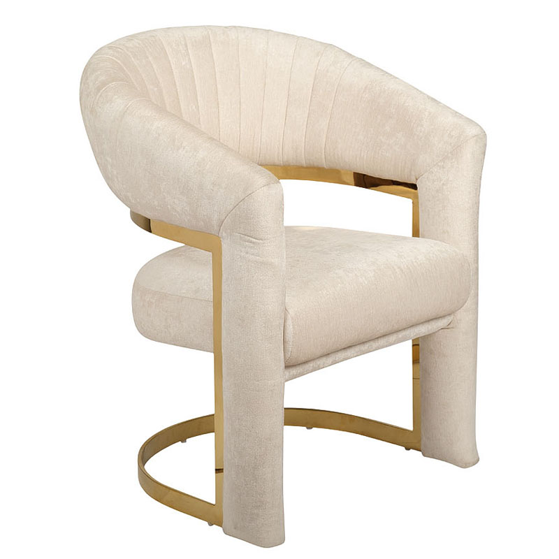 Полукресло Valbonne Chair cream velour Кремовый Глянцевое золото в Ижевске | Loft Concept 