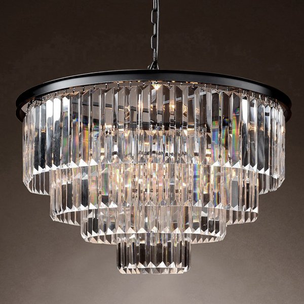 Люстра RH 1920s Odeon Clear Glass Fringe Chandelier -60 Черный в Ижевске | Loft Concept 