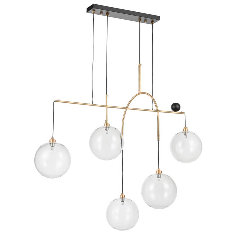 Люстра Five Hanging Balls Chandelier Золотой Прозрачный Черный в Ижевске | Loft Concept 