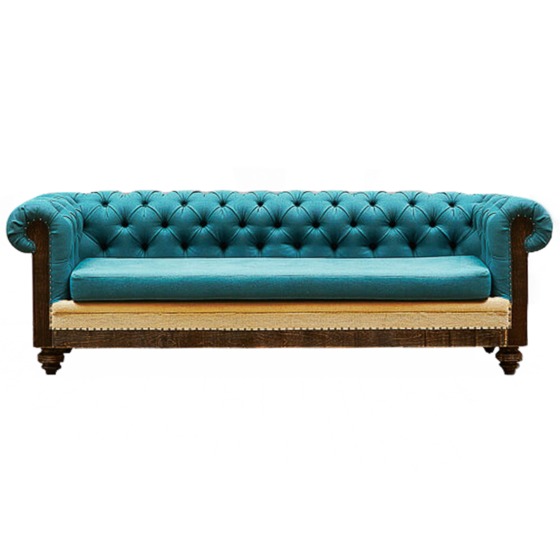 Диван Deconstructed Chesterfield Sofa triple turquoise Linen Коричневый Бирюзовый ivory ( слоновая кость ) в Ижевске | Loft Concept 