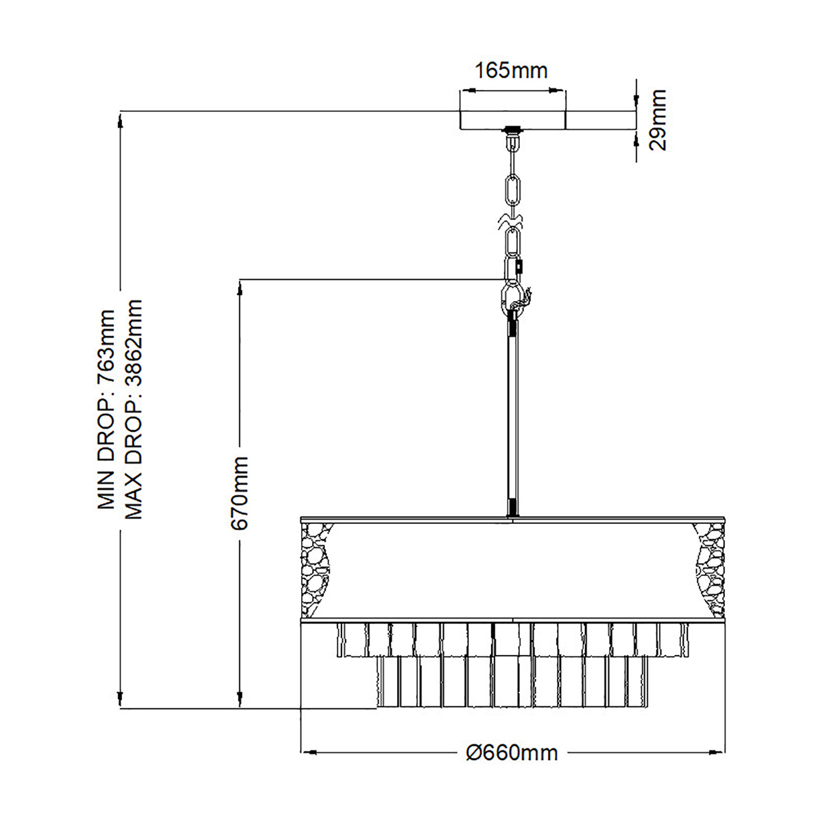 Люстра круглая с подвесками из текстурированного стекла молочного цвета Hinkley в Ижевске