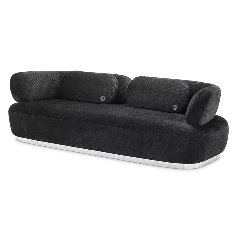 Диван Philipp Plein Sofa Signature Чёрный Черный Золотой в Ижевске | Loft Concept 