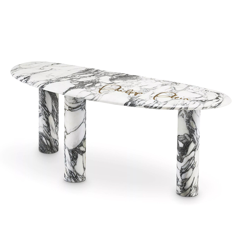 Консоль Philipp Plein Console Table Forte Белый Мрамор Bianco Золотой в Ижевске | Loft Concept 