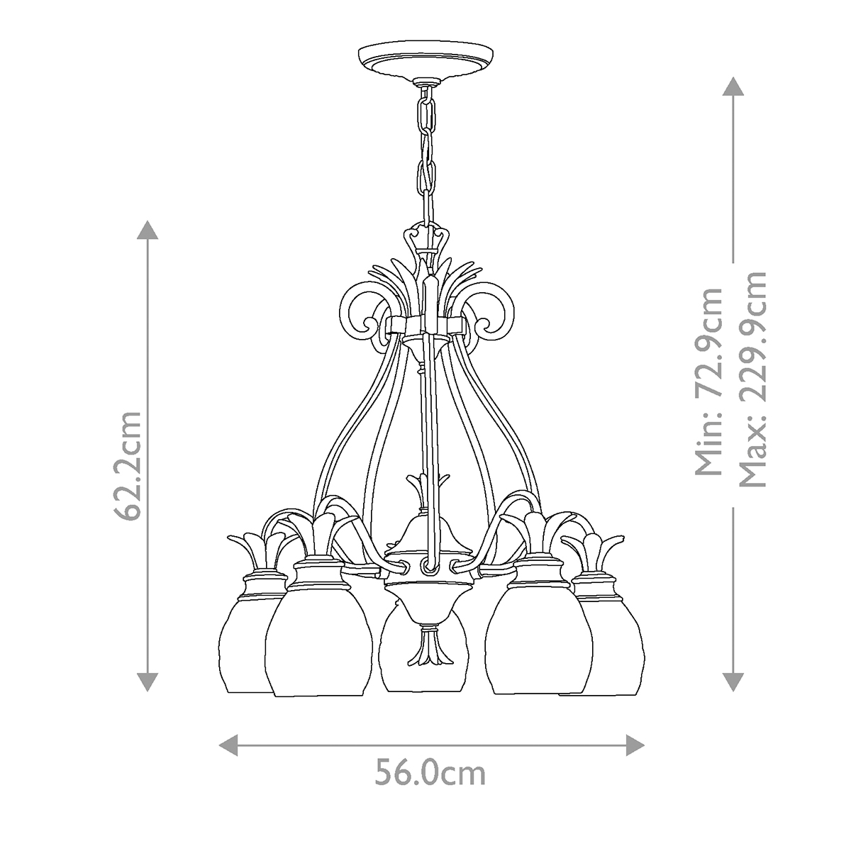 Люстра цвета латунь с 5-ю плафонами из рельефного стекла в форме ананаса Hinkley в Ижевске