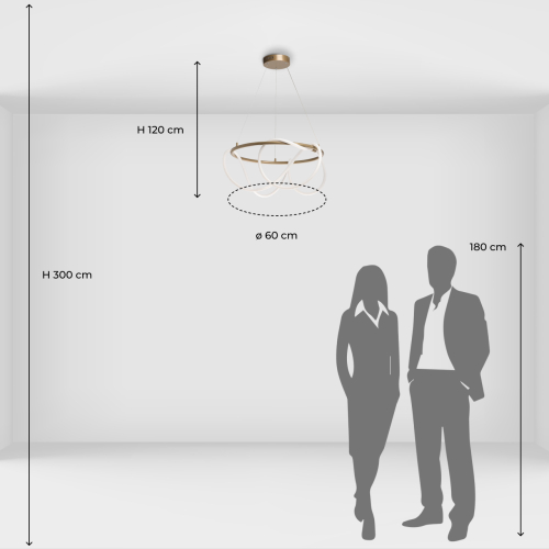 Люстра подвесная круглая золотого цвета с белыми изогнутыми световыми линиями Luke Lampco Tracer Lamp в Ижевске