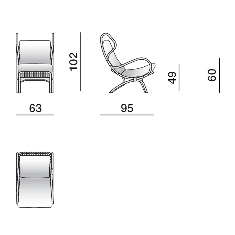 Дизайнерское кресло из ротанга Gio Ponti CONTINUUM D.163.7 BY BONACINA 1889 Armchair в Ижевске