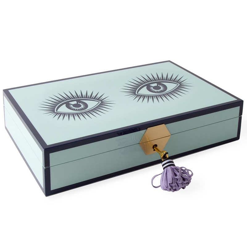 Шкатулка LE WINK LACQUER JEWELRY BOX  Jonathan Adler Мятный Сиреневый Темно-синий в Ижевске | Loft Concept 