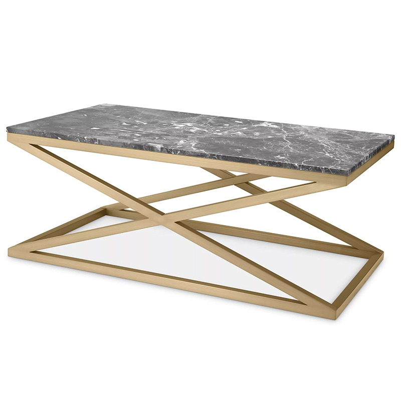 Кофейный стол Eichholtz Coffee Table Criss Cross Латунь Серый в Ижевске | Loft Concept 