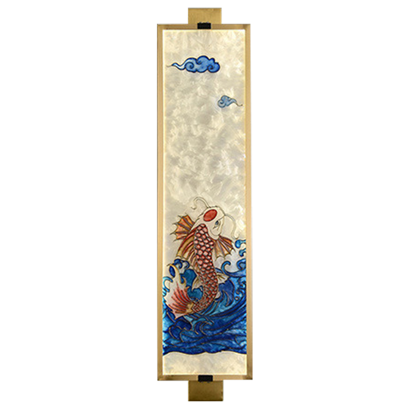 Настенный светильник Red Fish Oriental Scenes Wall Lamp Мульти Золотой Синий Красный в Ижевске | Loft Concept 