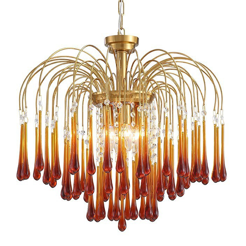 Дизайнерская люстра Amber Drops Chandelier Золотой Янтарный в Ижевске | Loft Concept 