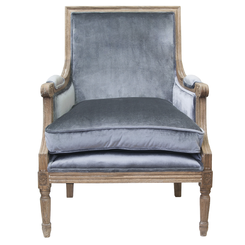 Кресло William Classical Armchair grey velvet Серый Коричневый в Ижевске | Loft Concept 