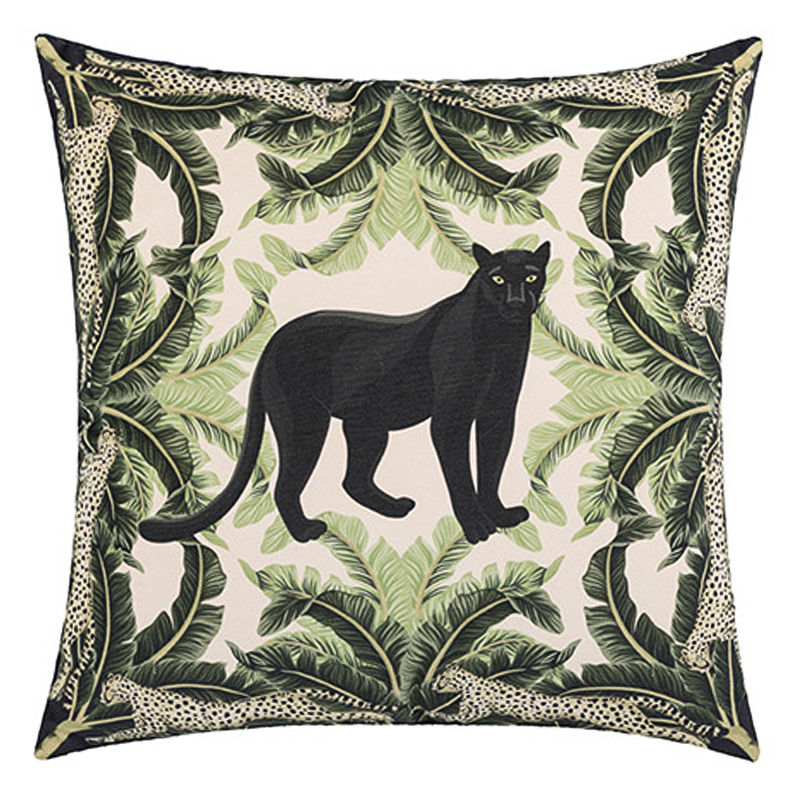 Декоративная подушка Черная Пантера Black Panther Cushion Бежевый Черный Зеленый в Ижевске | Loft Concept 