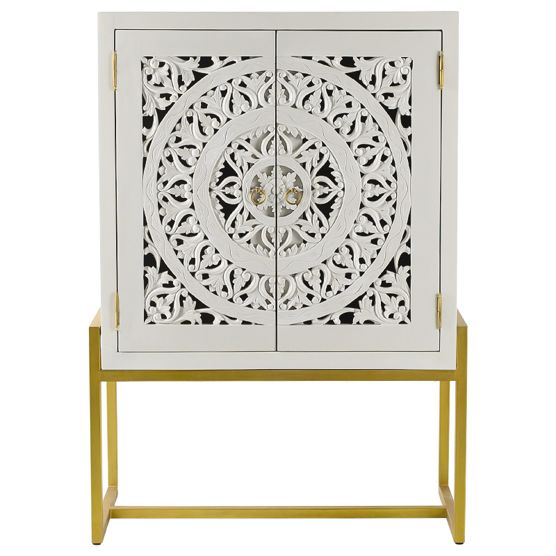 Буфет с резными дверцами Ceara Lace Cabinet Белый Золотой в Ижевске | Loft Concept 