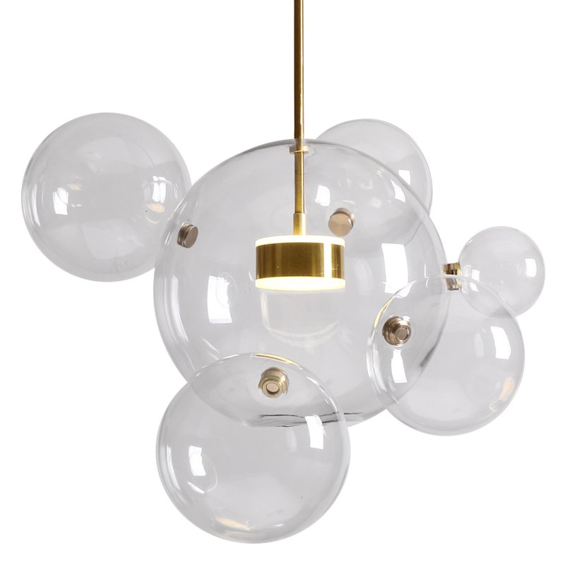 Подвесной светильник Giopato & Coombes Bolle Pendant 06 BUBBLE Прозрачный (Transparent) Латунь в Ижевске | Loft Concept 